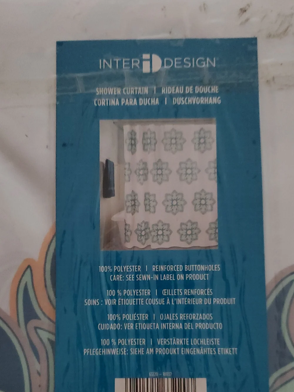 InterDesign Dahlia Floral Fabric Shower Curtain in Teal & Navy